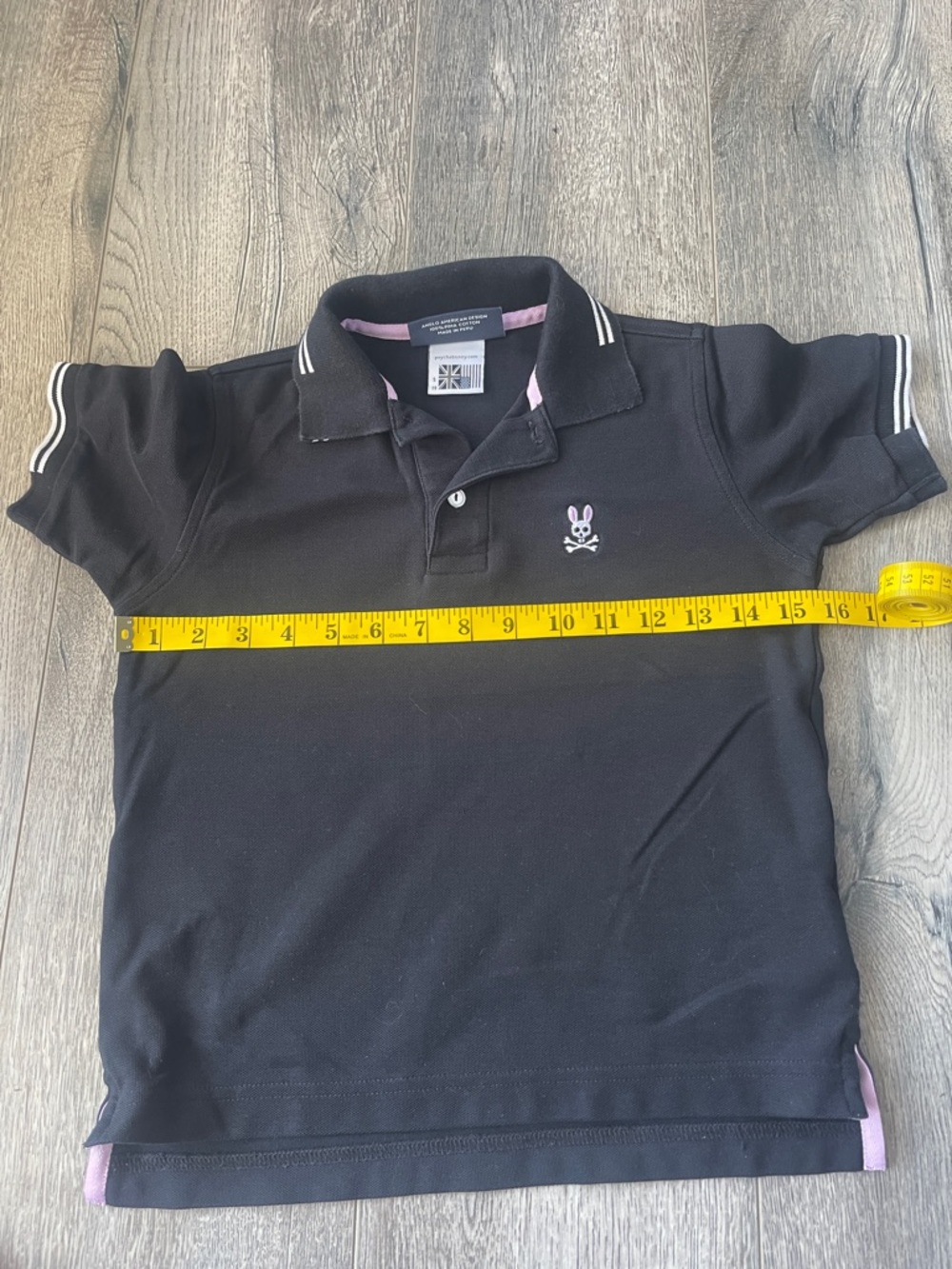 Psycho Bunny Black Polo with Pink Accents Kids - Picture 7 of 13